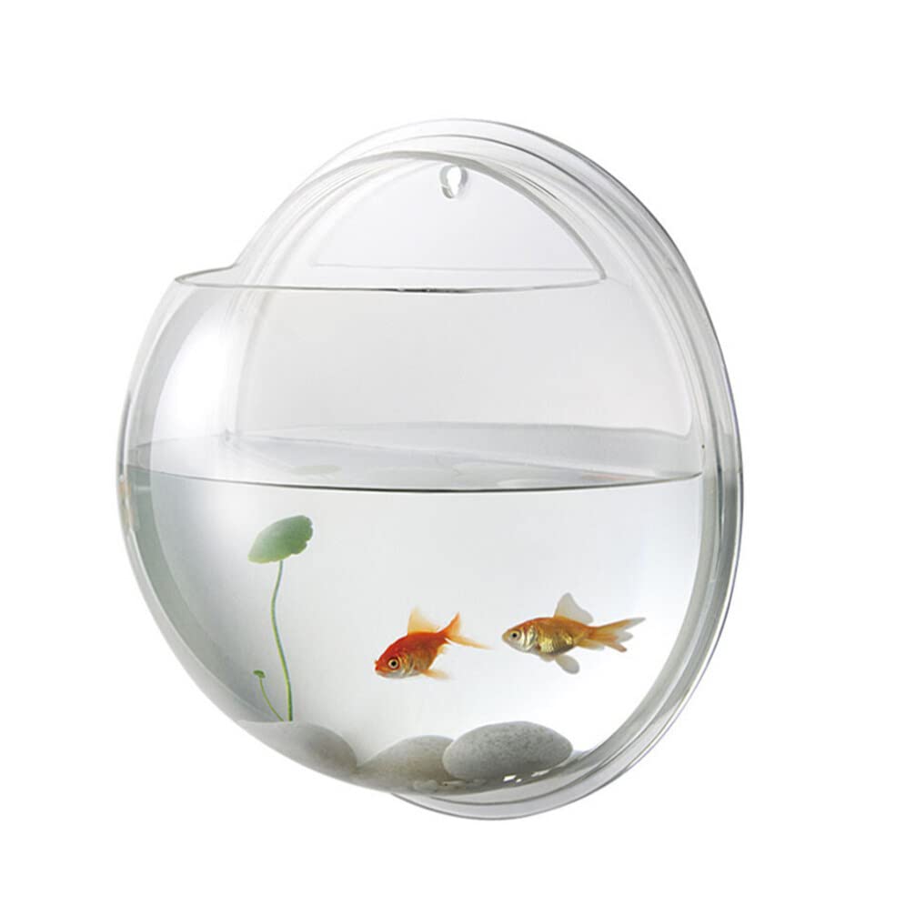 Aquavue Hanging Sphere Aquarium - Acrylic Wall Fish Tank with Plant