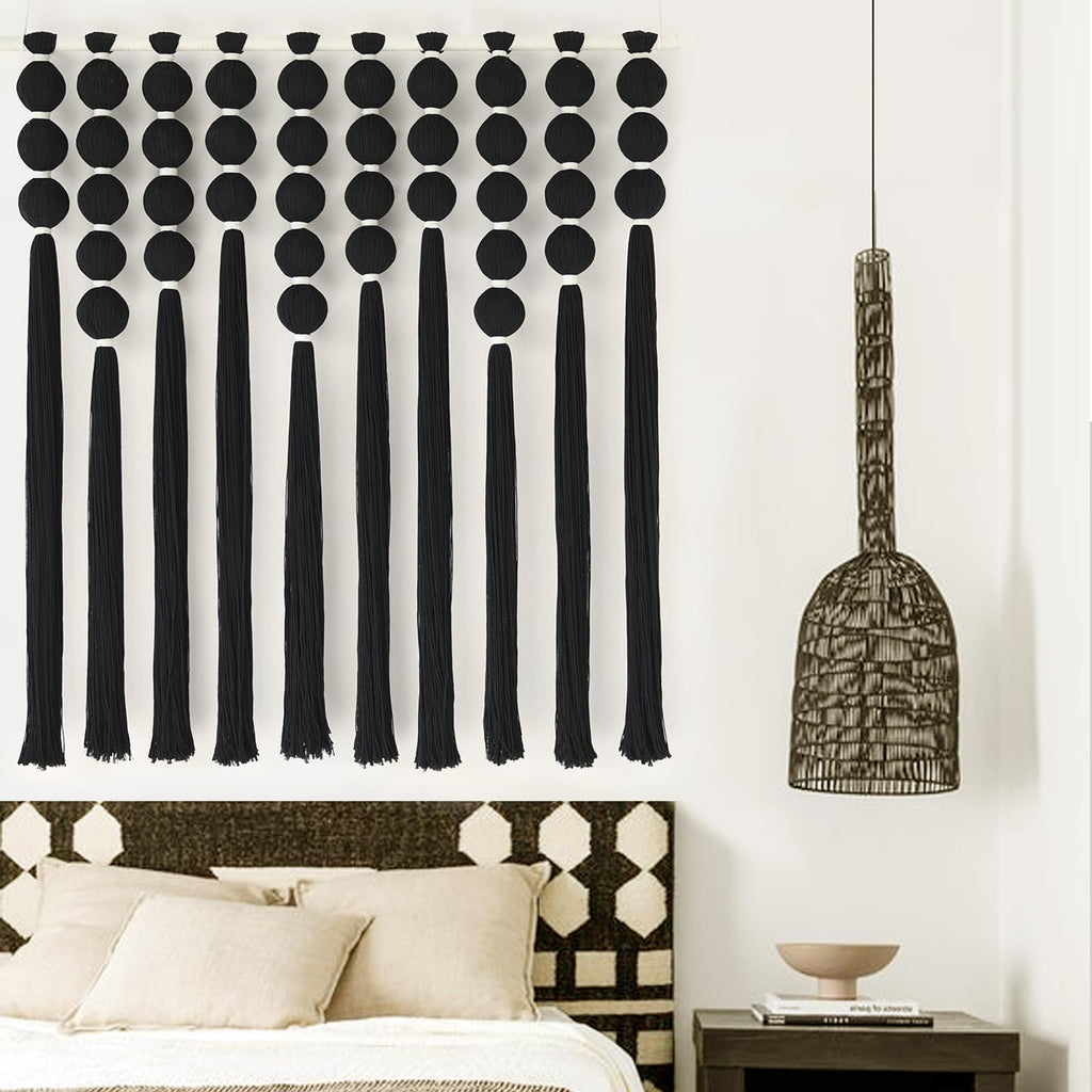 SphereCraft Large Black Macrame Wall Art