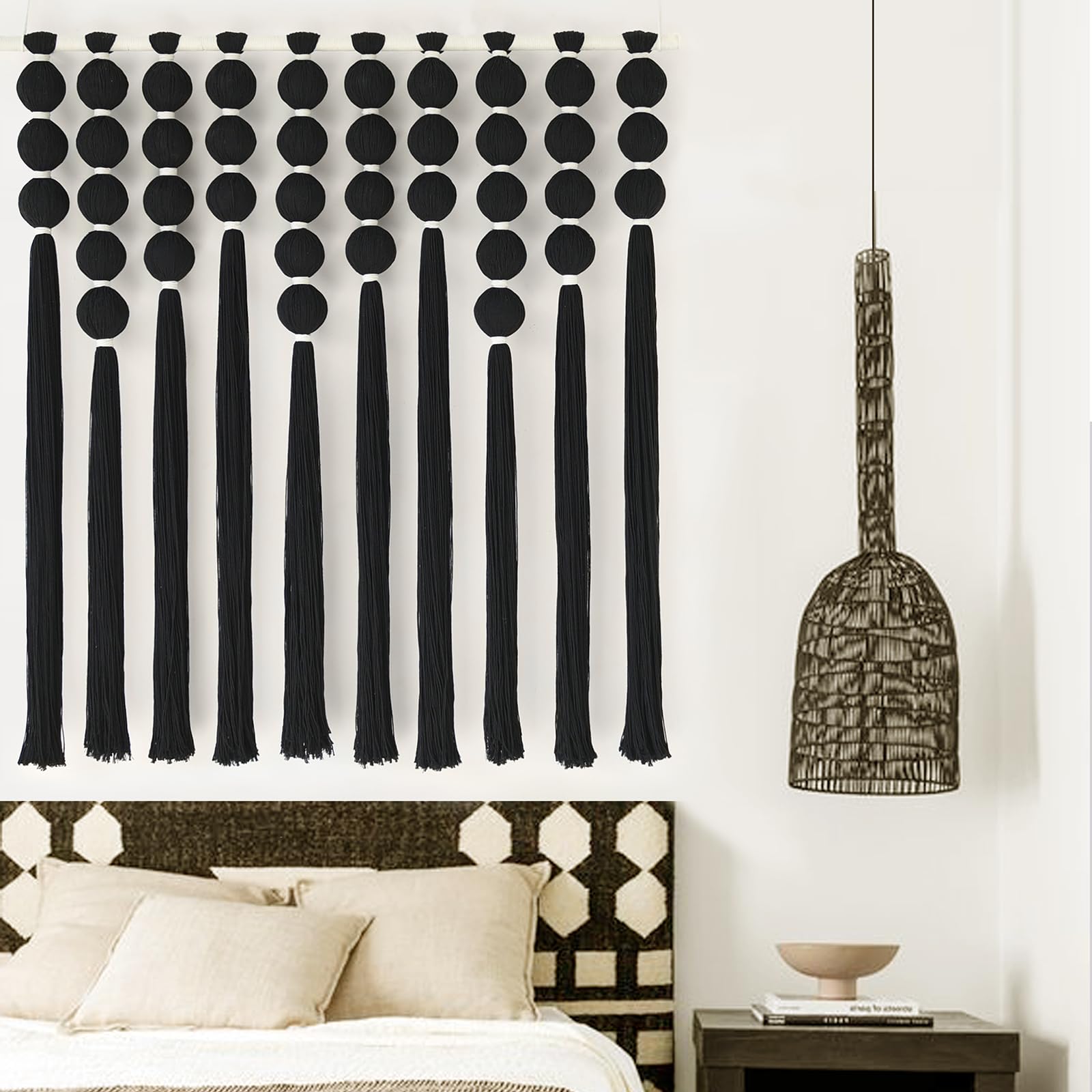 SphereCraft Large Black Macrame Wall Art
