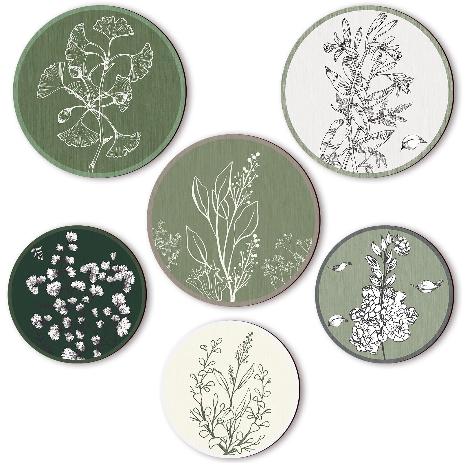 Boho Botanical Wood Print Set