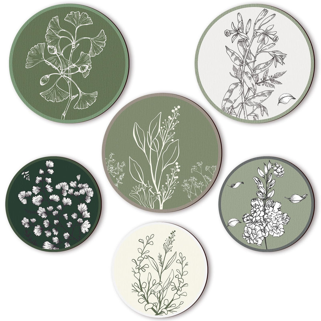 Boho Botanical Wood Print Set